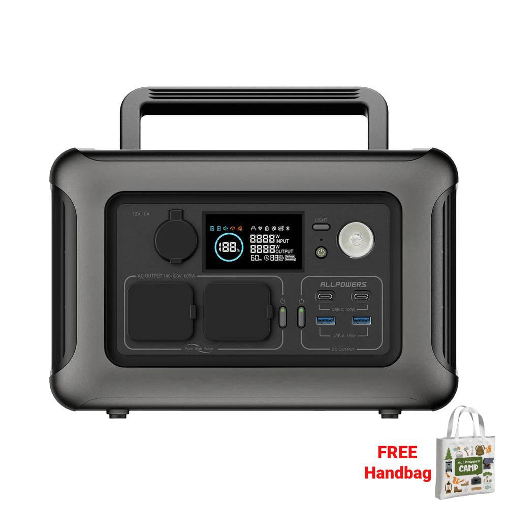 ALLPOWERS R600 Portable Power Station 600W 299Wh LiFePO4 Battery