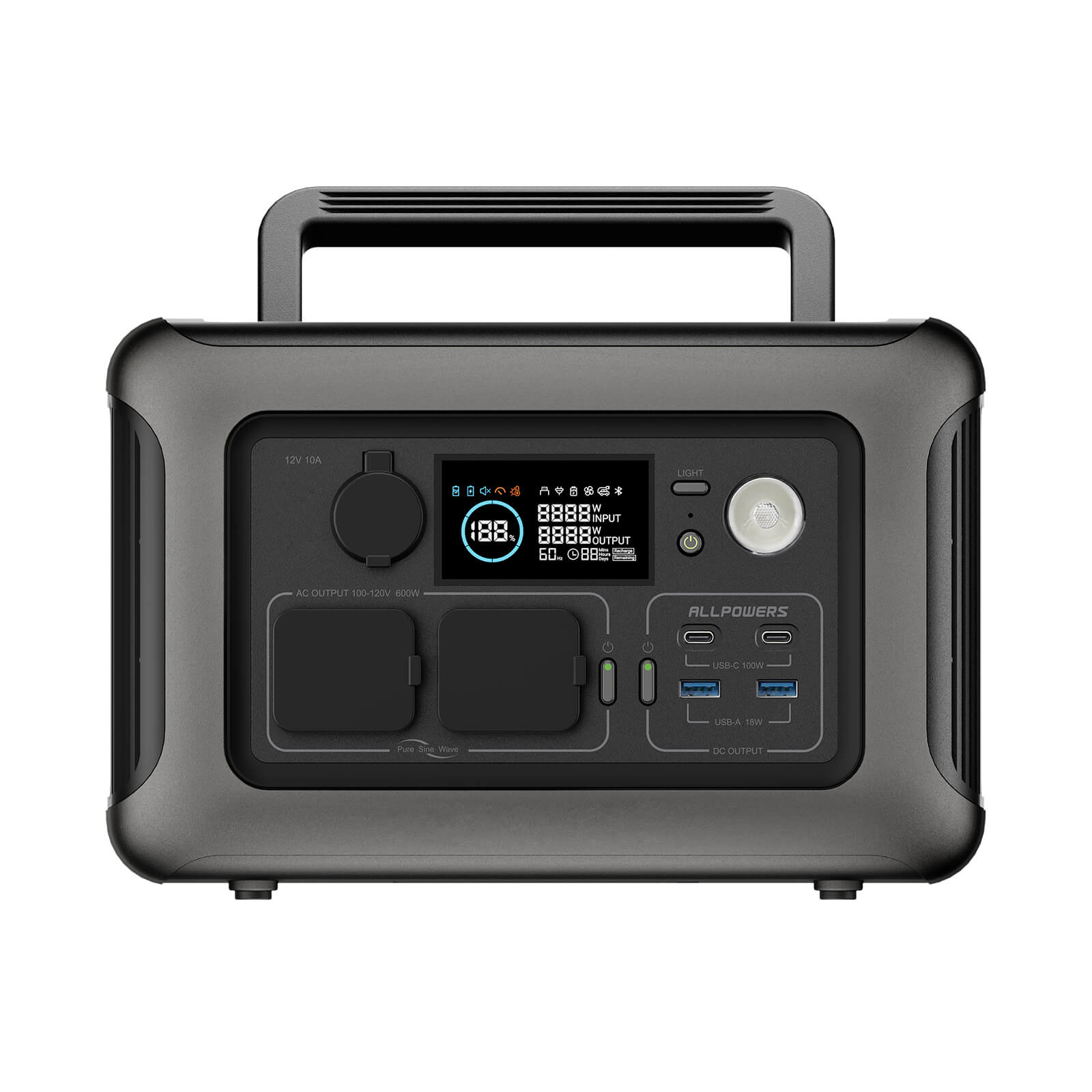 ALLPOWERS R600 Portable Power Station 600W 299Wh LiFePO4 Battery