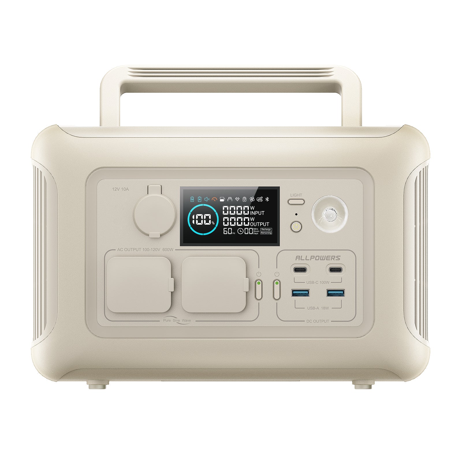 ALLPOWERS R600 Beige Portable Power Station 600W 299Wh LiFePO4 Battery