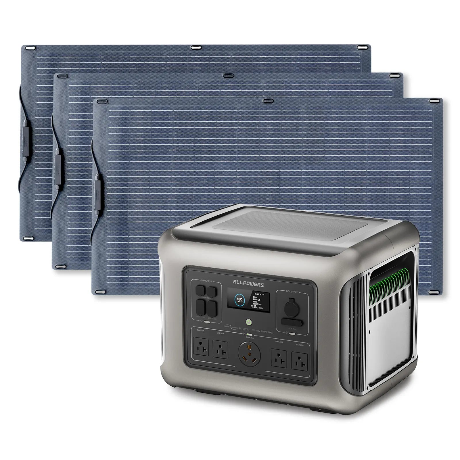 ALLPOWERS Solar Generator Kit 2500W (R2500 + SF100 100W Flexible Solar Panel)