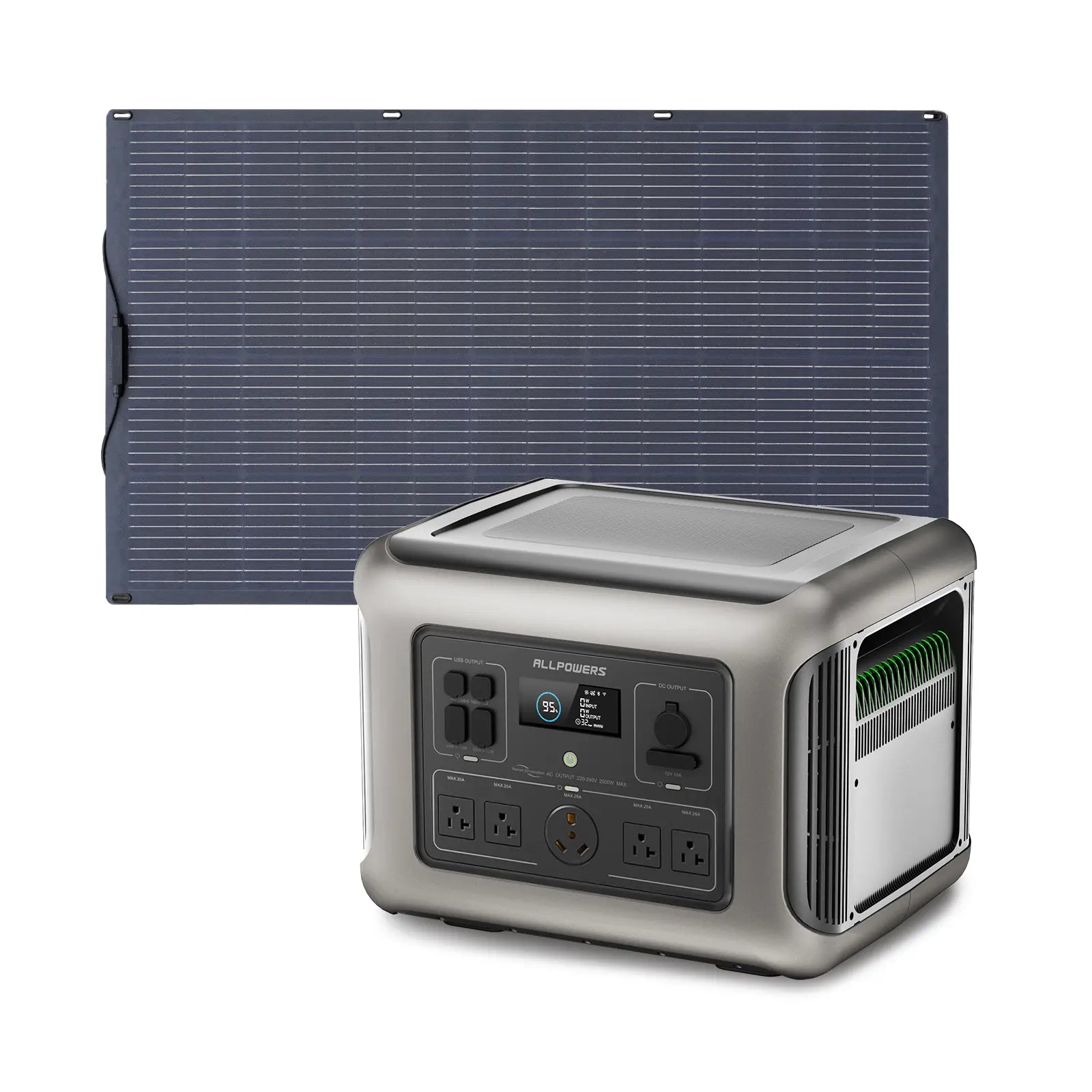 ALLPOWERS Solar Generator Kit 2500W (R2500 + SF200 200W Flexible Solar Panel)