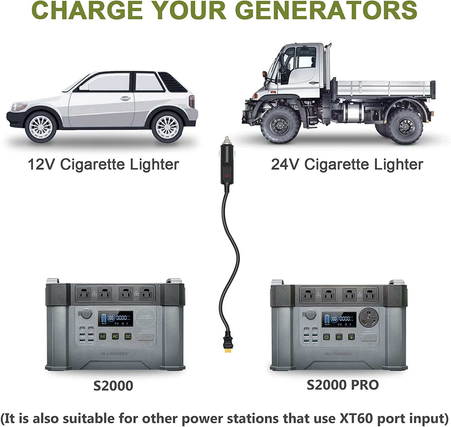 ALLPOWERS Car Charger to XT60 1.5M/4.9FT Cable