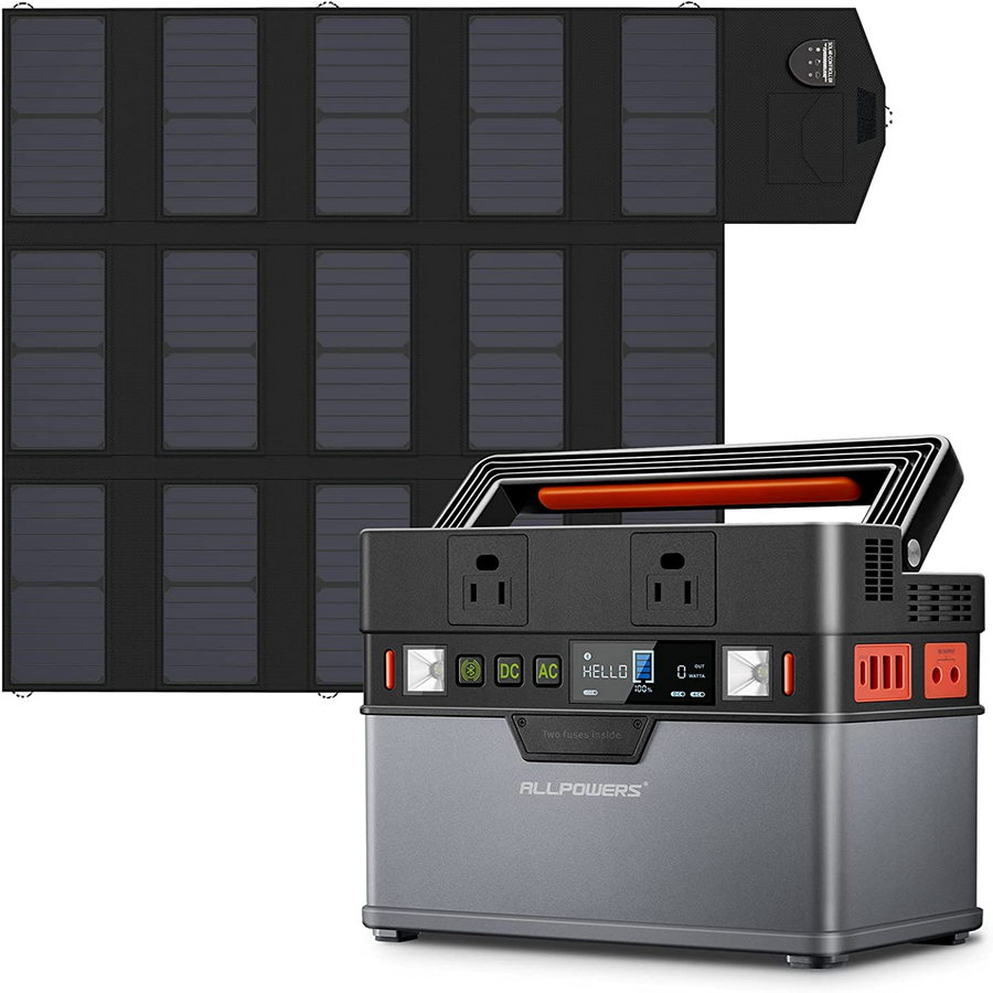 Solar Generator Kit 300W Portable Power Station Solar Panel 100W