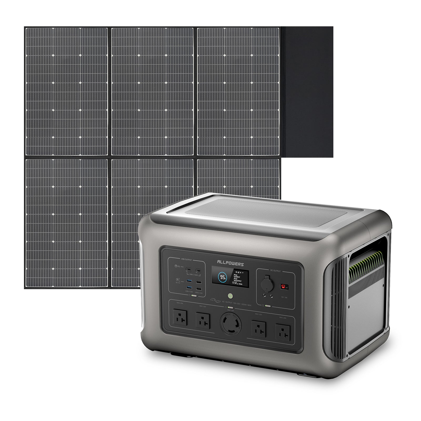 ALLPOWERS R3500 Station d'alimentation portable avec panneau solaire de 200  W, batterie LiFePO4 3168 Wh avec sortie AC 3500 W, accumulateur de courant  mobile pour camping-car, maison, alimentation