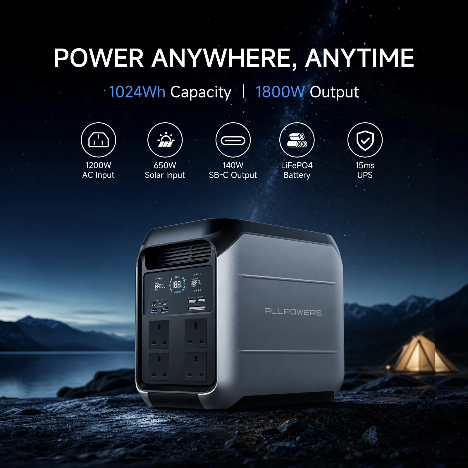 ALLPOWERS P1800 Tragbare Powerstation 1024Wh | 1800W