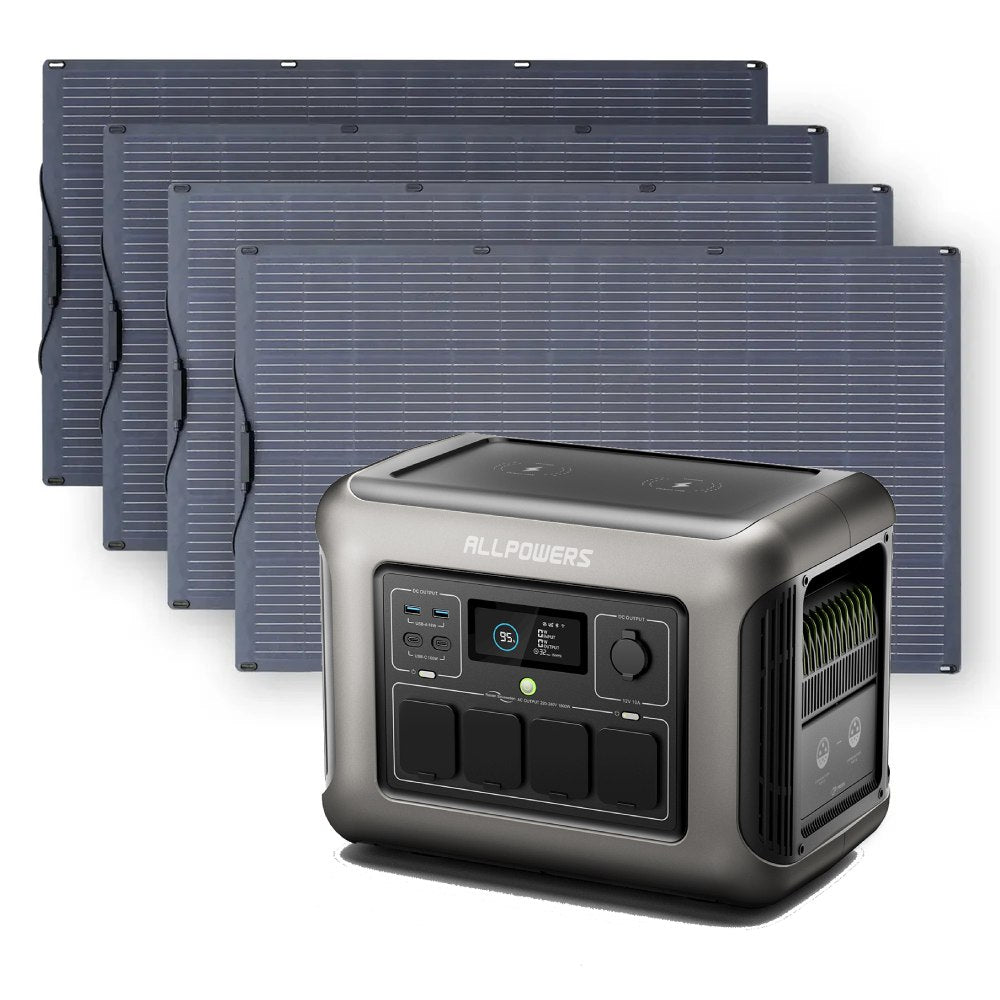 ALLPOWERS Solar Generator Kit 1600W (R1500 LITE + SF100 100W Flexible Solar Panel)