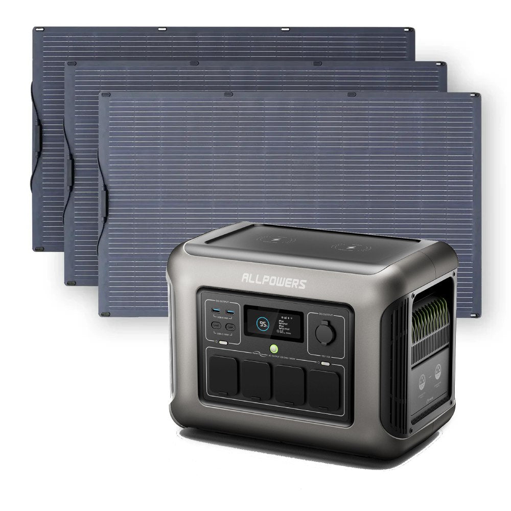 ALLPOWERS Solar Generator Kit 1600W (R1500 LITE + SF100 100W Flexible Solar Panel)