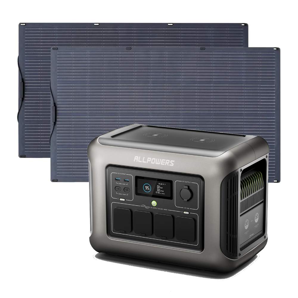 ALLPOWERS Solar Generator Kit 1600W (R1500 LITE + SF100 100W Flexible Solar Panel)