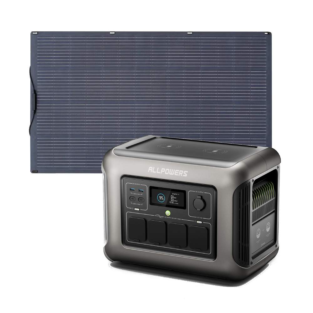 ALLPOWERS Solar Generator Kit 1800W (R1500 + SF200 200W Flexible Solar Panel)