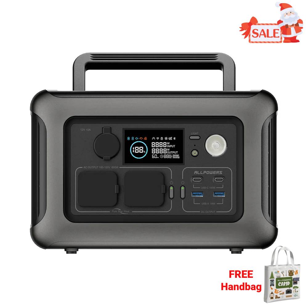 ALLPOWERS R600 Portable Power Station 600W 299Wh LiFePO4 Battery