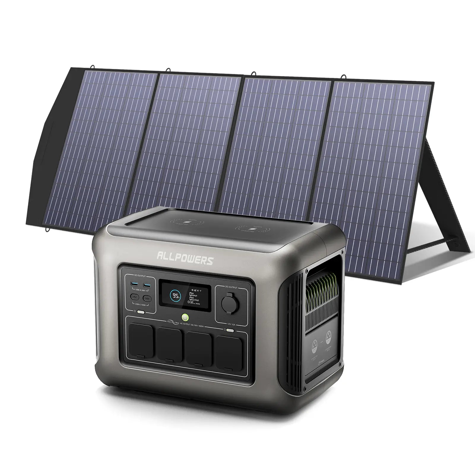 ALLPOWERS R1500 Portable Home Backup Power Station 1800W 1152Wh LiFeP04 Battery(R1500 + SP033 200W Solar Panel)