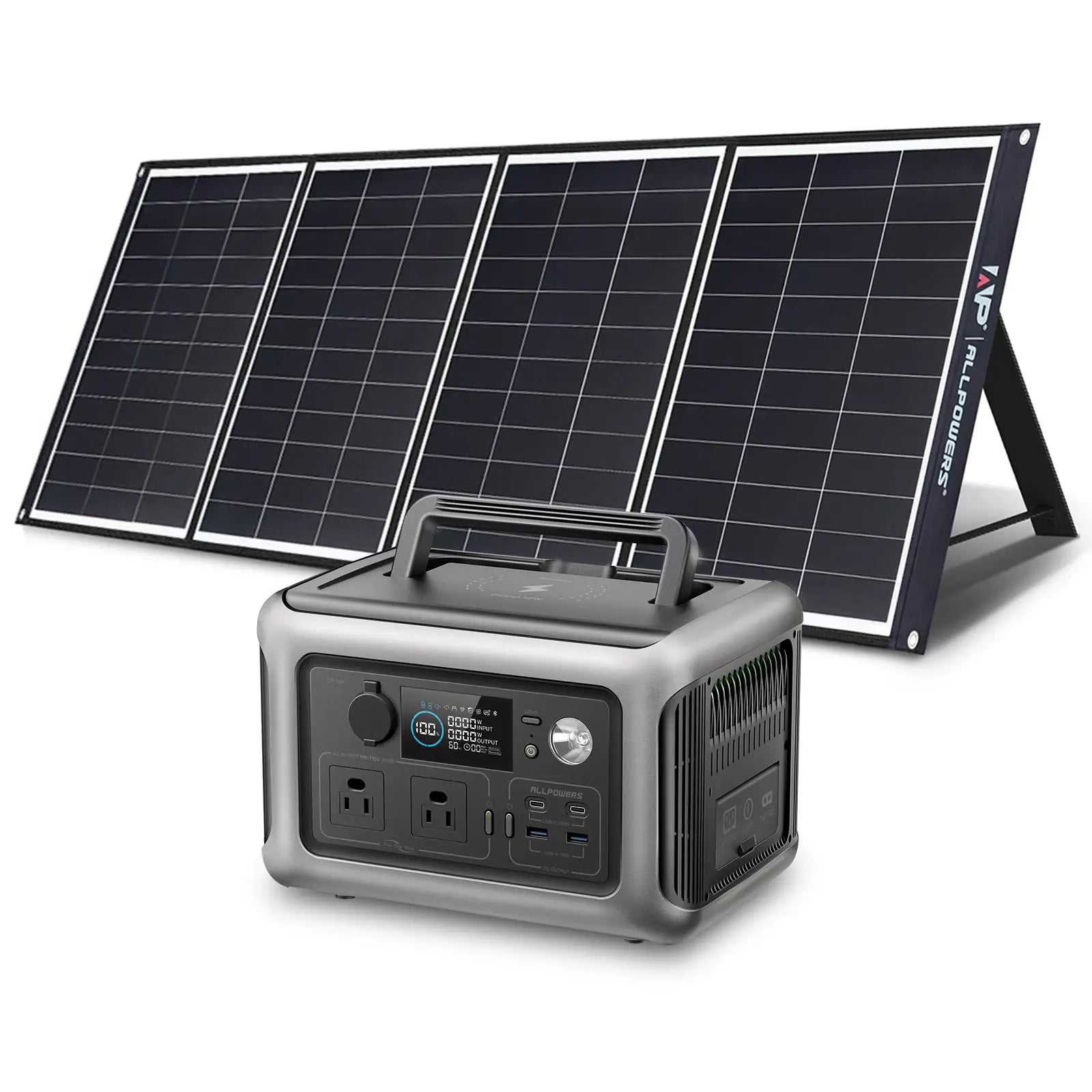 ALLPOWERS R600 Solar Generator 600W Portable Power Station 299Wh (R600 Black + SP035 200W Solar Panel)