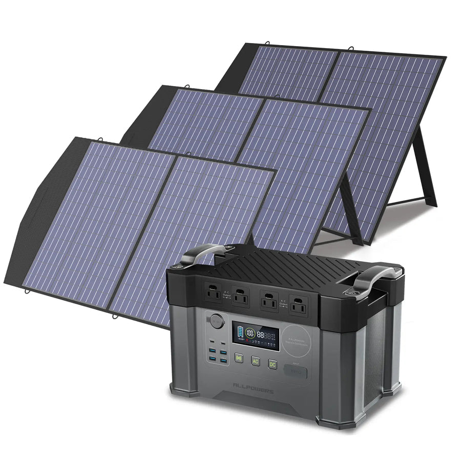 ALLPOWERS Solar Generator Kit 2000W Power Station 100W Solar Panel