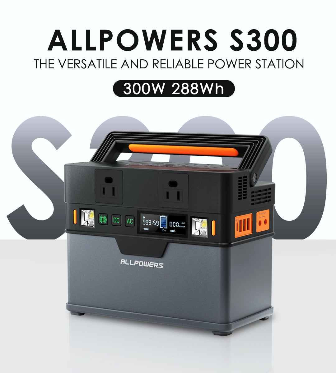 ALLPOWERS 110V 220V AC 300W Power Station Pure Sine Wave 288Wh