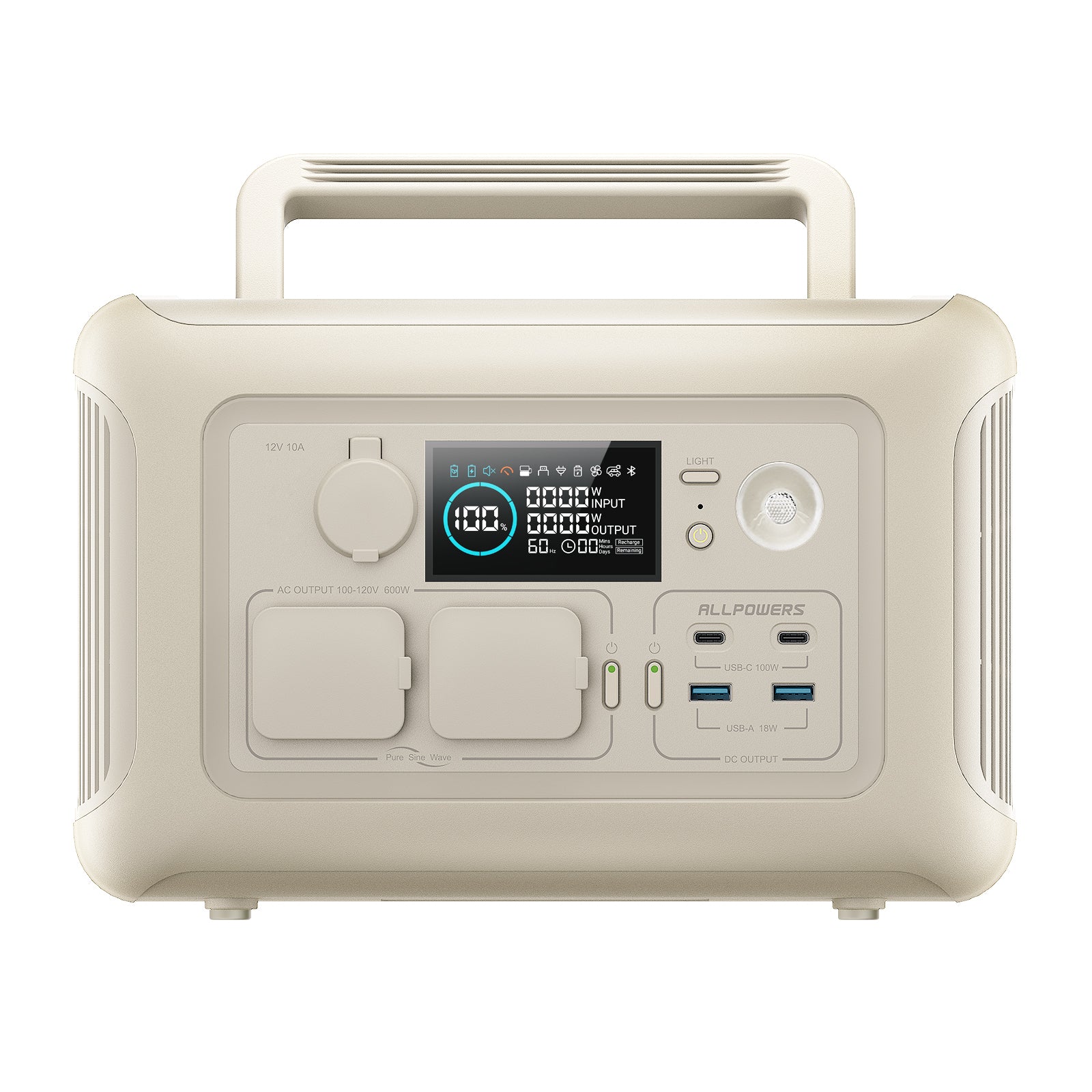 ALLPOWERS R600 Portable Power Station 600W 299Wh LiFeP04 Battery Beige Color